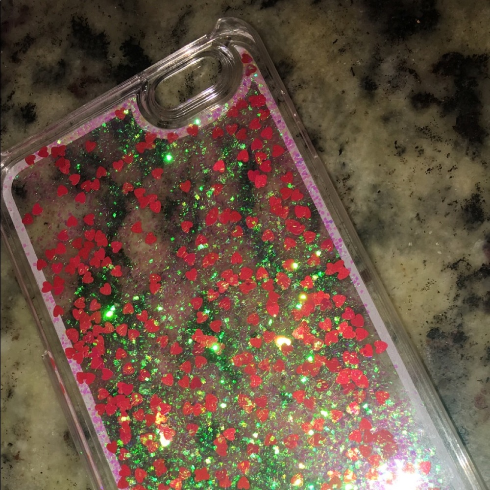 Red glitter hearts iPhone 6/6s Plus case